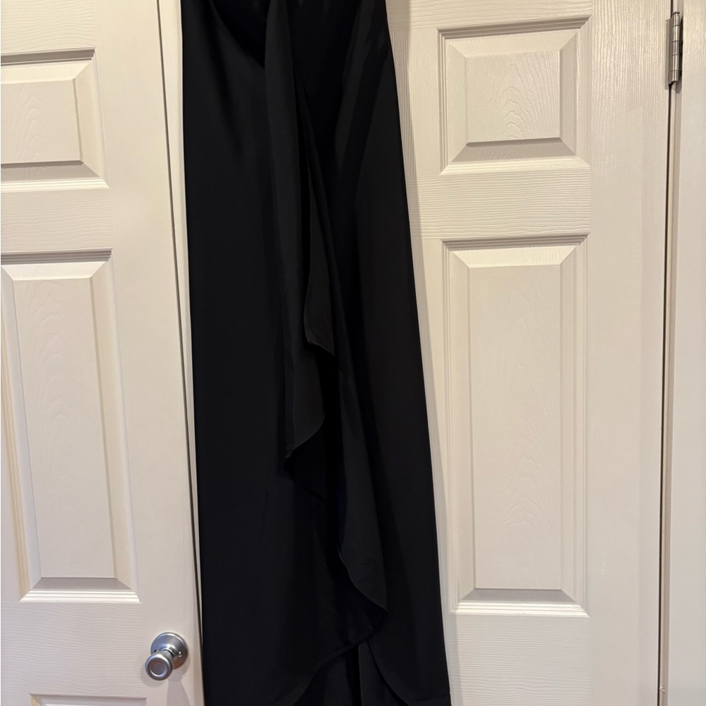 NWT Beautiful Strapless Black Women's Cascade Ruffle Maxi Dress